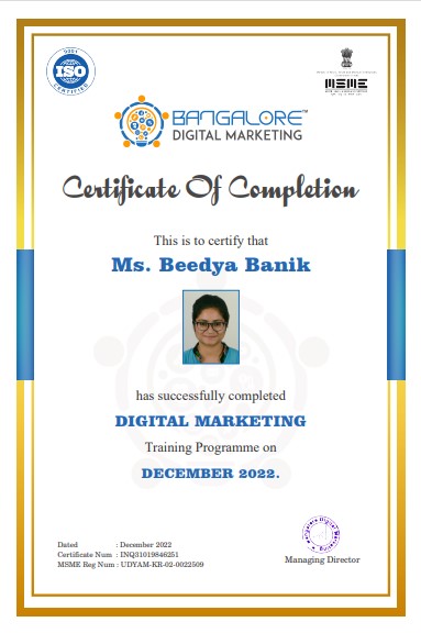 digital marketing certificate beedya