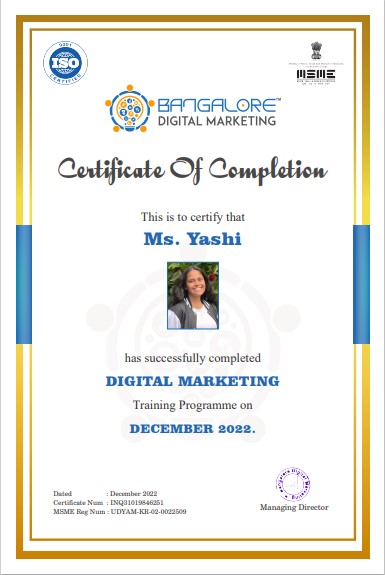 digital marketing certificate yashi